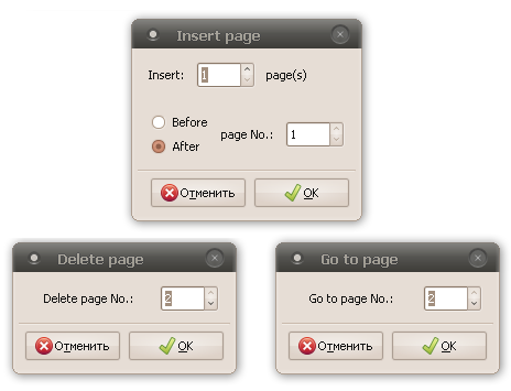 Page management dialogs Page management dialogs