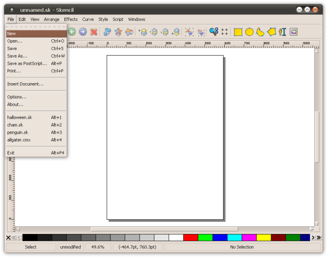 Skencil File menu